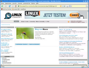 So sieht die Infoseite zum Blog aus.