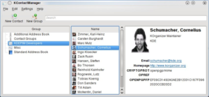 Ein früher Screenshot des neuen KDE-Adressbuchs KContactManager.
