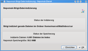 Wenn dieser Dialog erscheint, dann funktioniert Nepomuk richtig.
