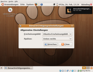 Abbildung 2: Der Assistent für Notificationen (ohne aktivierten 3D-Desktop)