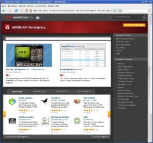 Abbildung 1: Die beliebtesten und am besten bewerteten AIR-Anwendungen prangen im Adobe AIR Marketplace an prominenter Stelle auf der Einstiegsseite.
