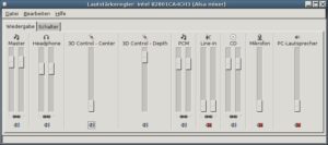 Abbildung 1: ALSA arbeitet auch als Mixer, regelt also verschiedene Audio-Ein- und -Ausgänge.