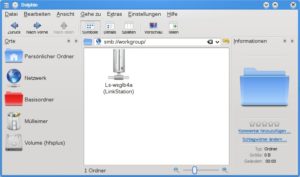 Abbildung 1: Der KDE-4-Dateimanager Dolphin findet Windows-Rechner im Netz über die Adresse     <code srcset=