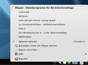 Abbildung 1: Nach einen Klick auf das Klipper-Symbol zeigt das Programm die Inhalte des Zwischenspeichers an.