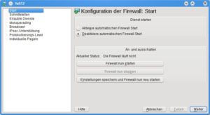 Abbildung 2: In diesem Dialog schalten Sie die OpenSuse-Firewall ein- und aus.