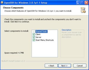 Abbildung 2: Die Installation der OpenSSH-Variante für Windows funktioniert wie gewohnt, die Konfiguration über die Konsole.