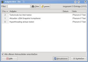 Abbildung 2: Die Zim Todo-Liste sammelt automatisch alle Einträge und offene Checkboxen aus allen Notizen.