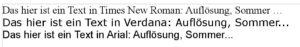 Abbildung 2: Bei Serifenschriften fließen Buchstaben ineinander; das macht es GOCR unnötig schwer.