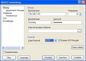 Abbildung 3: Nach dem Start von WinSCP richten Sie eine SSH-Verbindung ein.
