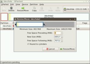 Abbildung 3: Mit dem Balken oben verkleinern Sie eine Partition.