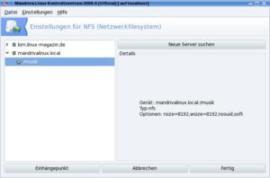 Abbildung 5: Mandriva findet NFS-Server im lokalen Netzwerk automatisch, falls die Firewall nicht aktiv ist.