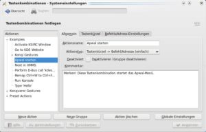 Abbildung 5: Die Einrichtung eine Shortcuts erleichtert KDE 4 mit dem Modul "Tastenkombinationen" ungemein.