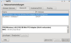 Abbildung 6: Falls es mit dem Networkmanager Probleme gibt, können Sie das WLAN-Gerät auch in YaST einrichten.