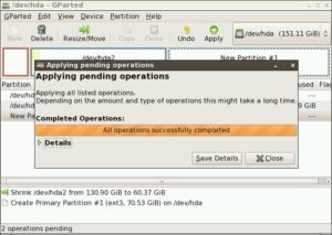 Abbildung 7: Die Neu-Partitionierung ist erfolgreich abgeschlossen.