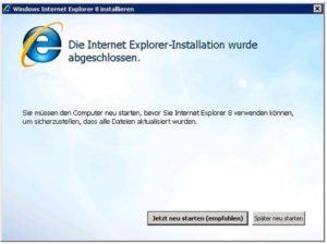 Für Linux-User und Server-Administratoren unfassbar: Auch der Internet Explorer 8 verlangt auf Windows Server 2008 einen Reboot nach der Installation. Was er im System alles verändert hat, erfährt der Benutzer nicht.