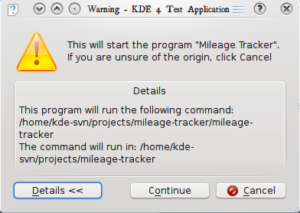 So könnte der Warndialog unter KDE 4.3 aussehen.