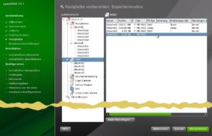 Abbildung 2: Der Installations-Assistent von OpenSUSE zeigt sämtliche MD-Geräte (RAID-Geräte) in einer Übersicht an. Das letzte Gerät (    <code srcset=