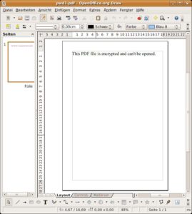 Abbildung 8: Ist das PDF-Dokument verschlüsselt, verweigert OpenOffice den Import.