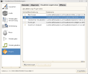 Nach dem Kompiliervorgang findet sich das Plugin im Einstellungsdialog von Audacious.
