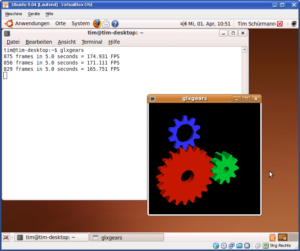 Ubuntu 9.04 vor der Aktvierung der 3D-Beschleunigung...