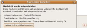 Abbildung 2: … E-Mails lassen sich mit Zertifikaten signieren.