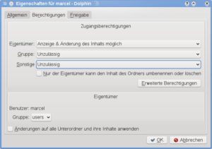 Abbildung 2: Per Rechtsklick legen Sie in den meisten grafischen Dateimanagern die Zugriffsrechte auf Dateien und Verzeichnisse fest.