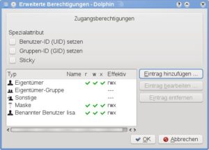 Abbildung 3: Außer dem Eigentümer selbst hat nur die Benutzerin <code srcset=