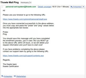 Abbildung 6: Mit dieser E-Mail wird Ihre Adresse überprüft und die Anmeldung vervollständigt.