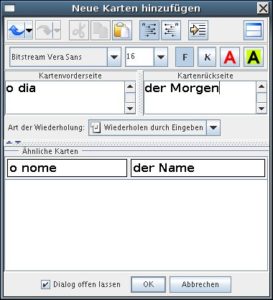 Abbildung 1: Konzentration auf das Wesentliche: Der Eingabedialog von Pauker.