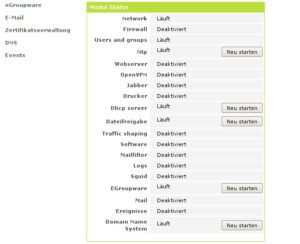 Abbildung 2: Auch die zur Zeit aktiven Dienste zeigt das Dashboard an.
