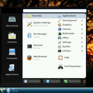 Abbildung 3: Der Lancelot-Launcher ersetzt unter Kongoni das KDE-4-Standardmenü Kickoff.
