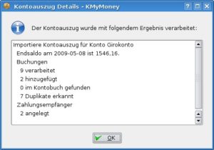 Abbildung 3: KMyMoney erkennt Duplikate in den Buchungen automatisch und filtert sie aus.