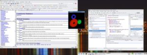 Abbildung 3: Der Windowmanager steuert, wie Fenster maximiert werden und an welcher Stelle die Startleiste erscheint. Das linke Fenster ist auf dem kleineren Monitor maximiert – der Screenshot reproduziert den auf dem Bildschirm unsichtbaren Bereich darunter.