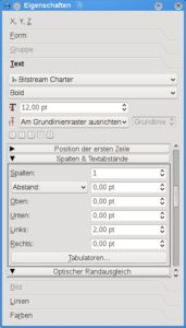 Abbildung 4: Für den nötigen Abstand zwischen Text und anderen Elementen sorgt der Reiter "Text" in den Einstellungen.