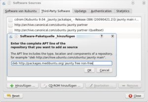 Abbildung 4: Die externe Paketquelle Medibuntu enthält zahlreiche wichtige Codecs und proprietäre Software für Ubuntu und seinen KDE-Ableger Kubuntu.