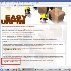 Abbildung 5: Das ist komfortabel: Dank EasyUrpmi erkennt die PLF-Webseite selbständig, mit welcher Mandriva-Version Sie arbeiten.