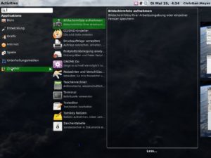 Abbildung 5: Früher befand sich das Anwendungsmenü noch im Panel – mit der Shell ist es im Overlay-Modus verfügbar.
