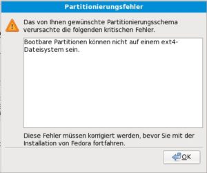 Abbildung 1: Ext4 und der Bootmanager Grub vertragen sich noch nicht: Eine Extra-Partition wird fällig.