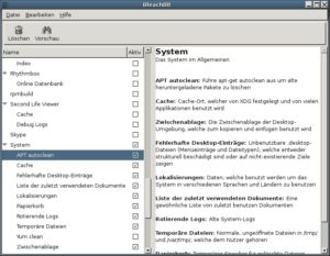 Abbildung 1: Bleachbit erleichtert mit aussagekräftigen Erklärungen die Arbeit.
