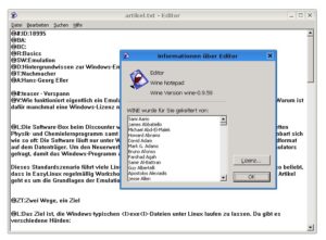 Abbildung 1: Der einfache Windows-Editor Notepad ist WINE-kompatibel.