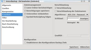 Abbildung 1: Unter den Einstellungen findet sich auch eine Checkbox für die Verschlüsselung.