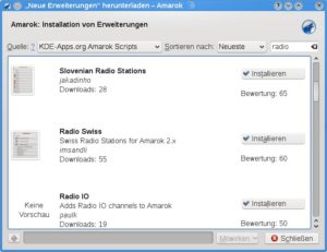 Abbildung 2: Die Suche nach "Radio" bringt Internetradiosender für rund 20 Länder als Treffer.