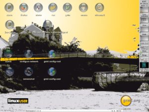 Abbildung 2: Der Desktop der Grml 2009.05 LinuxUser-Edition präsentiert auf alle wichtigen Tools auf einen Blick.