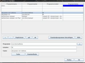 Abbildung 2: Programm-Pfad, Schalter und Bezeichnung – mehr ist für die Einrichtung eines neuen Players nicht einzutragen.