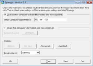 Abbildung 2: Unter Windows gibt es ein grafisches Tool für die Synergy-Einrichtung.