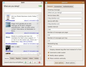 Abbildung 2: Qwit ist zwar eher eine KDE-Anwendung, läuft aber auch unter Gnome, wie hier unter Ubuntu 9.04 mit dem aktuellen Gnome-Desktop.