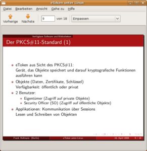 Abbildung 3: Anzeige einer Vortragsfolien mit Evince.