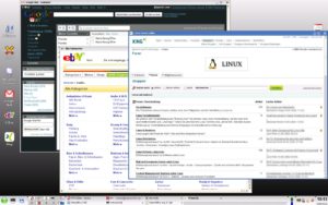 Abbildung 4: Drei Webanwendungen in separaten Fenstern – links sehen Sie auch die Desktop-Icons.