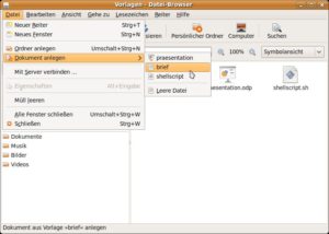 Abbildung 5: Im Verzeichnis "Vorlagen" ist Platz für viele Templates der verschiedensten Dateitypen.
