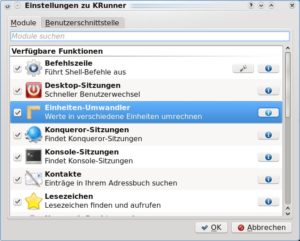 Abbildung 6: Konqueror bringt eine ganze Reihe vordefinierter Web-Kürzel mit.